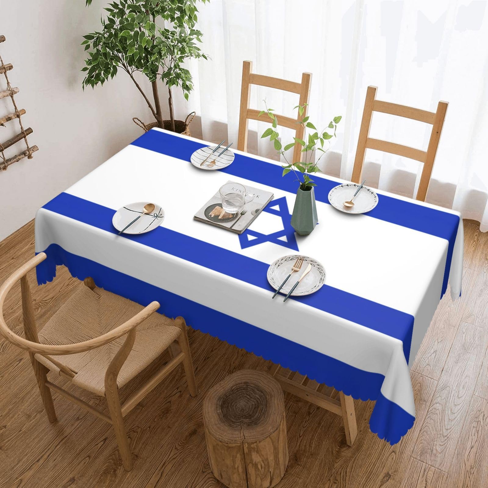HLBSDM Israeli Flag Print Rectangle Washable Tablecloth Decorative Table Cover for Dining Table Buffet Parties