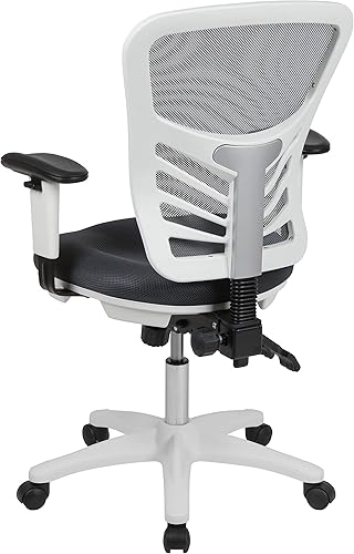 Miniatura 38 de Flash Furniture Nicholas Silla giratoria de oficina y juegos, ergonómica, de malla con soporte lumbar y altura ajustables, color negro Negro -,Malla