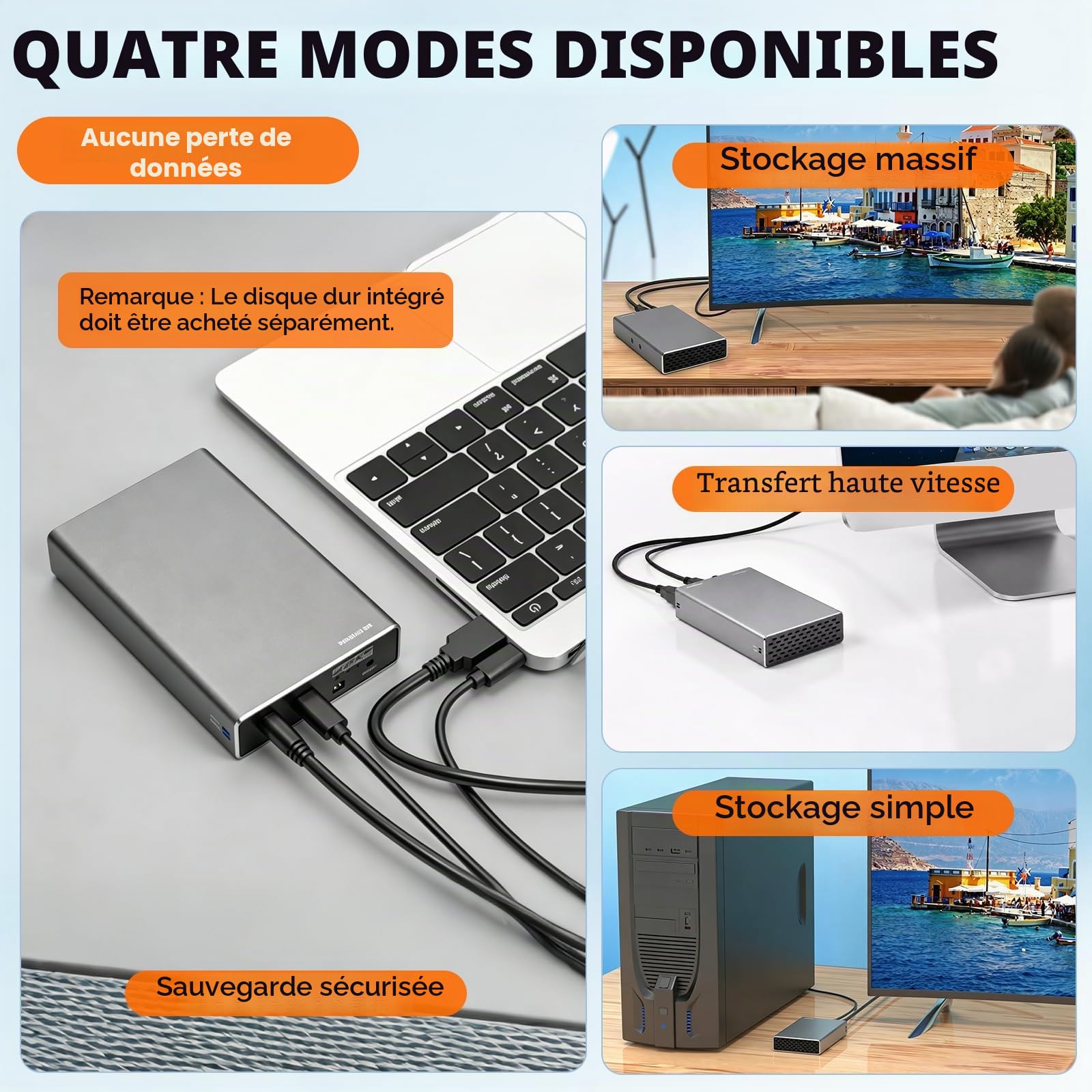 Boîtier Raid à Deux Baies pour SSD et HDD SATA 2,5", USB 3.0 Gen 2, 5 Gbit/s, Raid 0/1/JBOD/PM, capacité de 12 to, boîtier de Disque Dur Externe en Aluminium