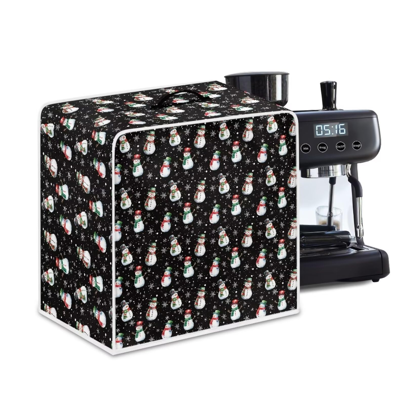 Suobstales Christmas Snowman Snowflake Print Coffee Machine Cover Coffee Maker Dust Cover Stand Mixer or Blender Appliance Cover