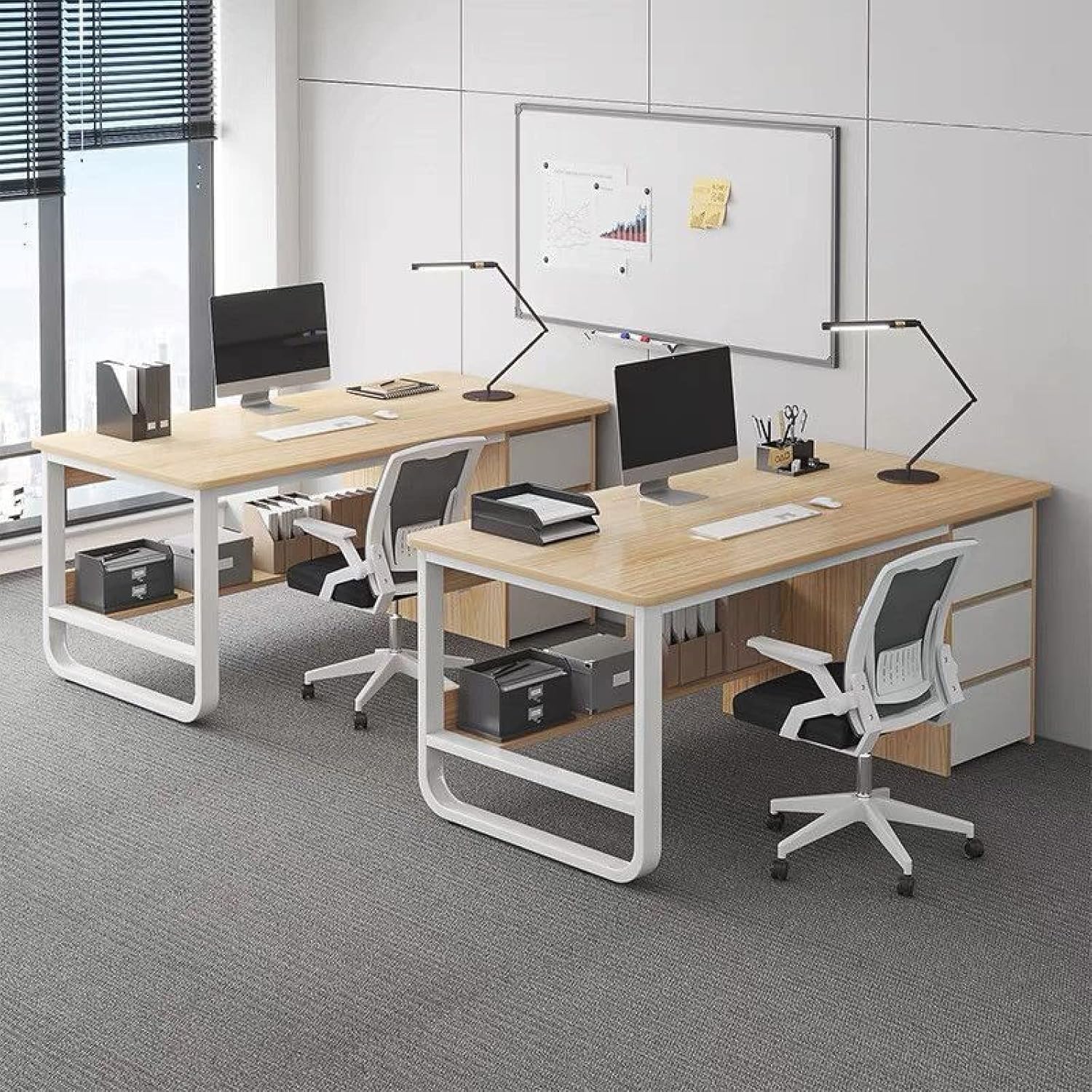 Computer Desk with Storage Shelves and 3 Drawers Modern Simple Style Desk Home Office Workstation Writing Desk,Grey,47 Inch