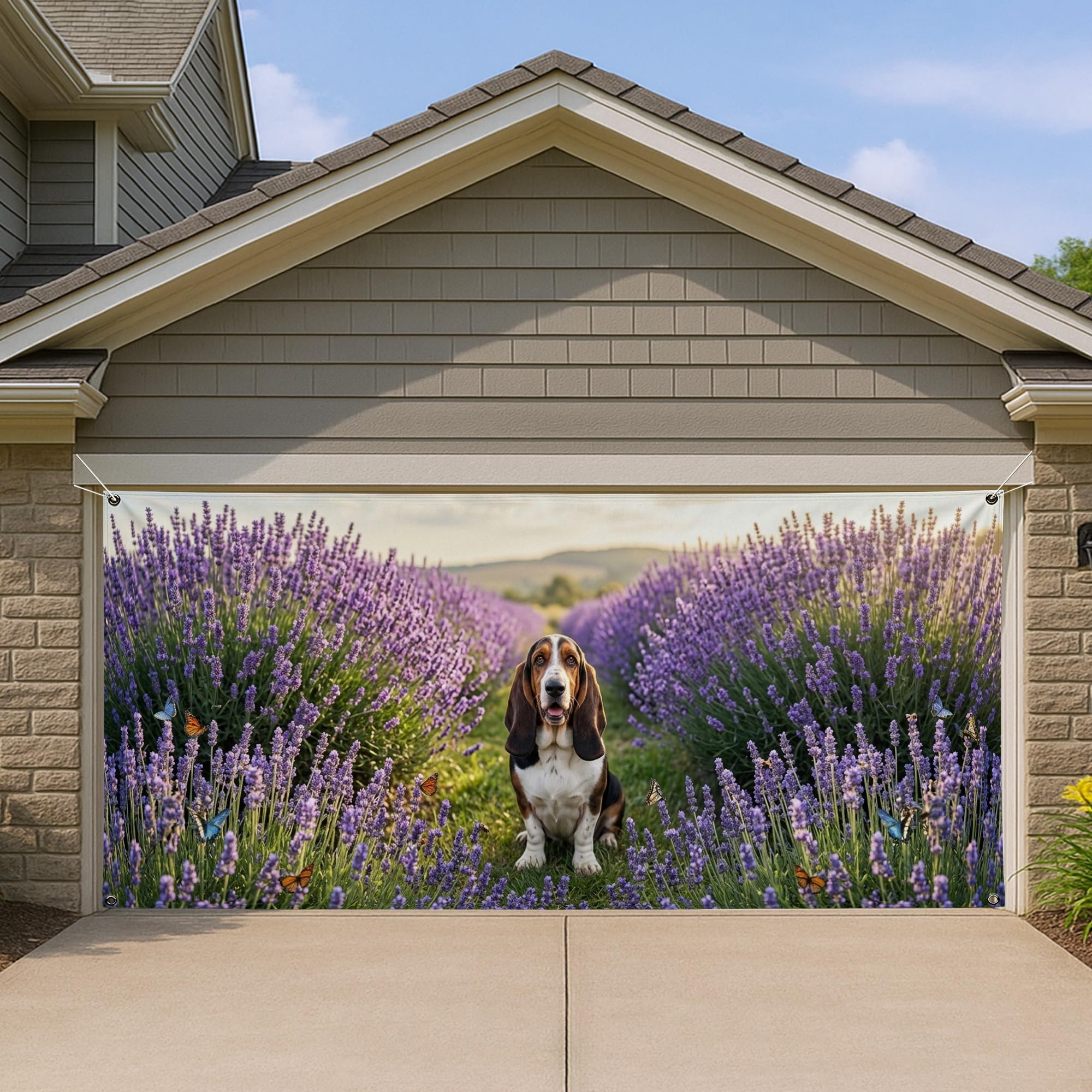 Housse de porte de garage lavande 400x180 cm bâche décorative