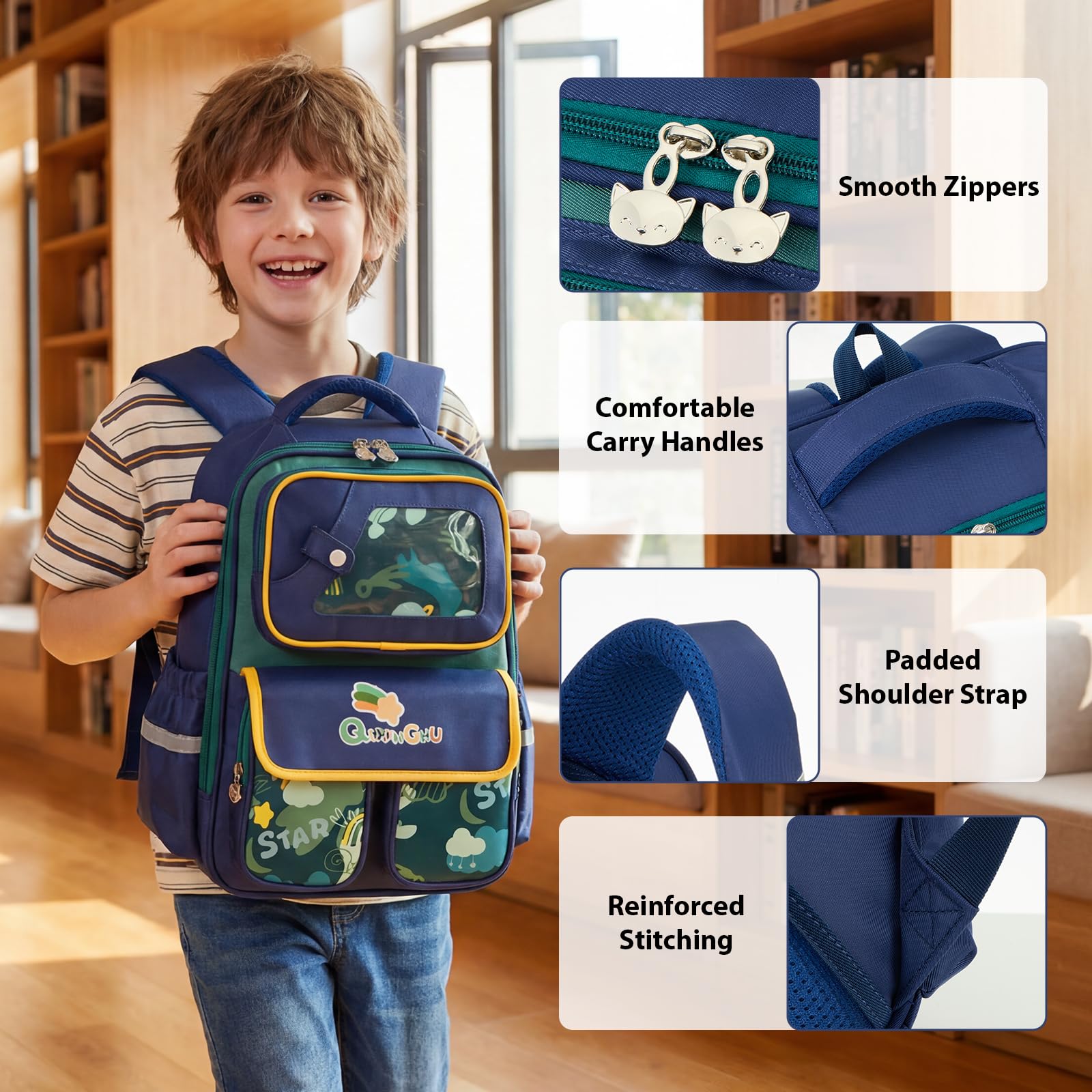 Amythe Schulrucksack Jungen Ergonomisch 1. - 5. Klasse für Schule Reise | Schultasche für jungs 6-12 Jahre mit Brustgurt Reflektor, Wasserdicht