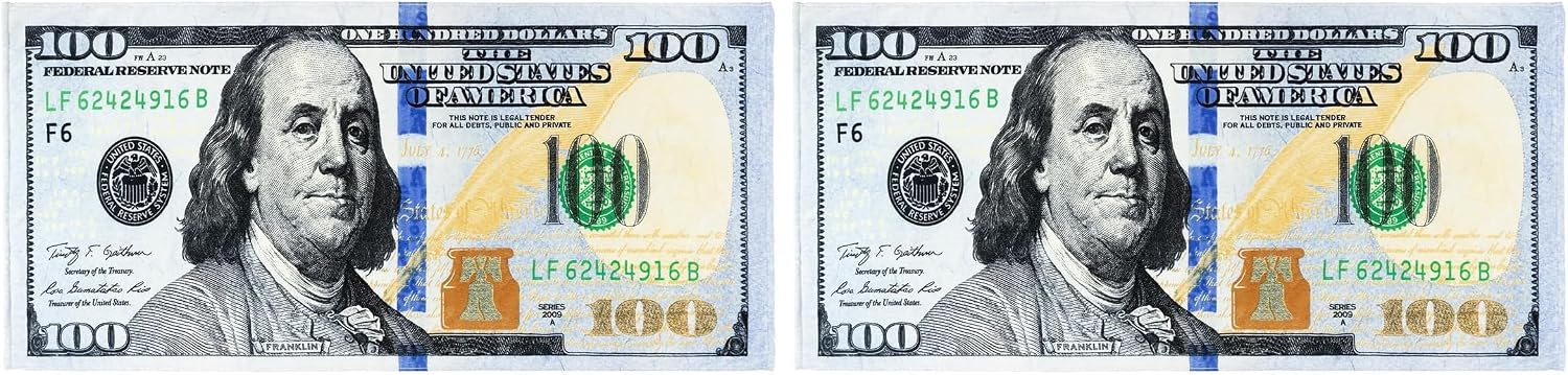 Beachland 100 Dollar Bill Beach Towel 30 x 60 inch - 100% Cotton Pool Towel, Travel, Camping, Lake (1 Towel 100 Dollar Bill)