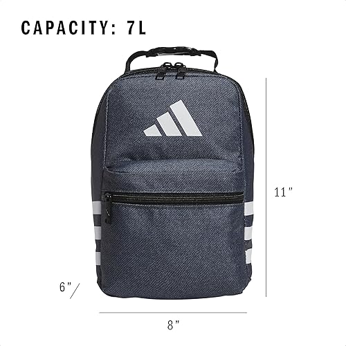 Miniatura 5 de adidas Santiago - Lonchera enfriadora para mujeres y hombres, caja aislada para alimentos con bolsillo de malla, color gris ónixnegro, talla única