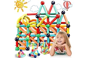 Magnetic Building Blocks 64Pcs - Prime Toy for Imagination, Engineering Play, and STEM Learning