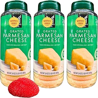 Grated Parmesan Cheese, 24 oz bottle, Made with Real Milk, rBST Free, 3-Pack with Bonus Dish Scrubber by RH940