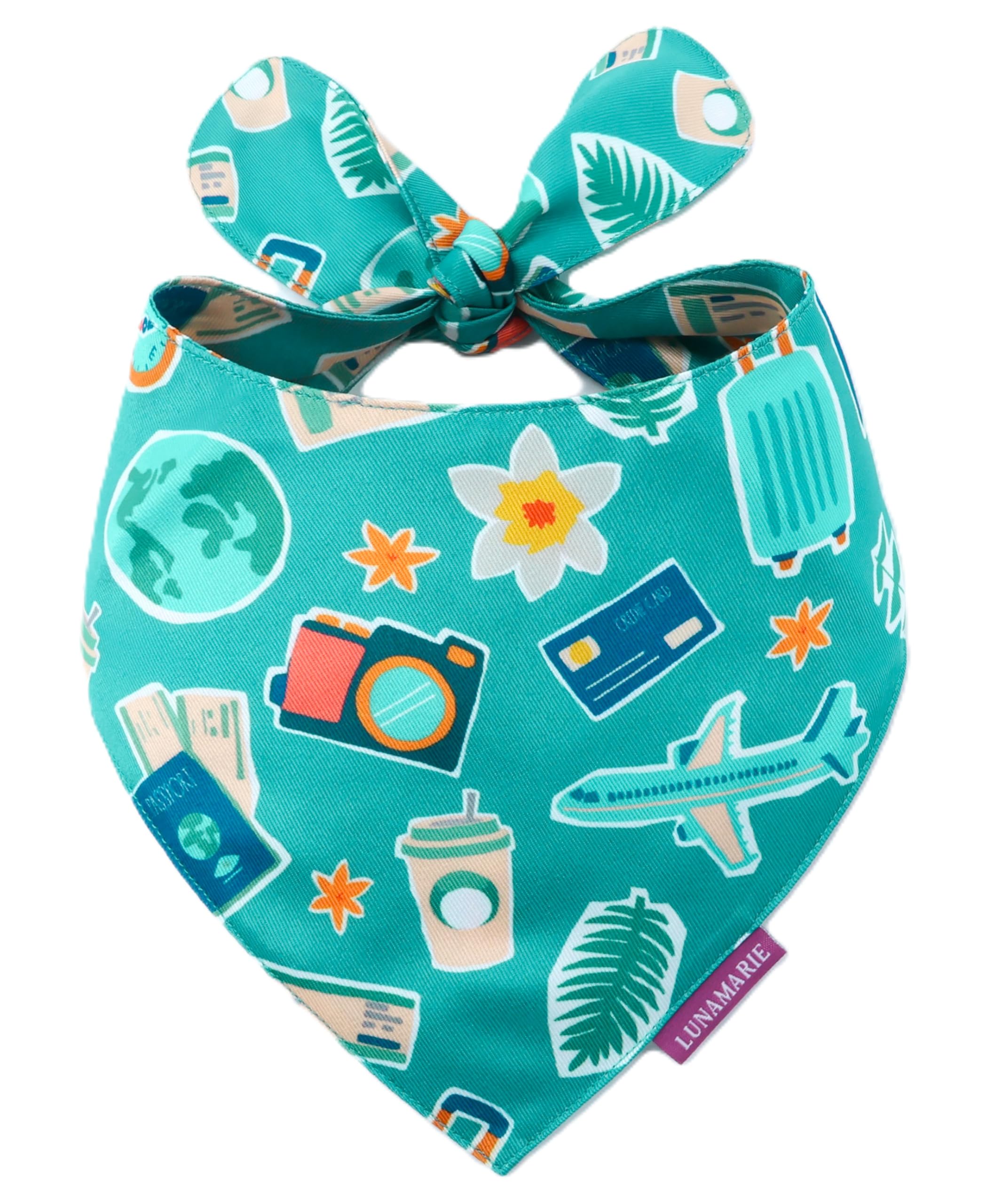 LunaMarie - Luxury Pet Birthday Bandanas -Premium & Silky Poly Fabric | 100% Handmade | Custom Shape Dual Layered (Pawsport Club, Medium) โ image 1