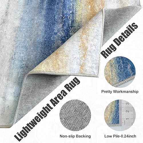 Miniatura 3 de Alfombra lavable de 8 x 10 pulgadas, alfombra moderna abstracta para sala de estar, alfombra suave de pelo bajo con parte trasera antideslizante,
