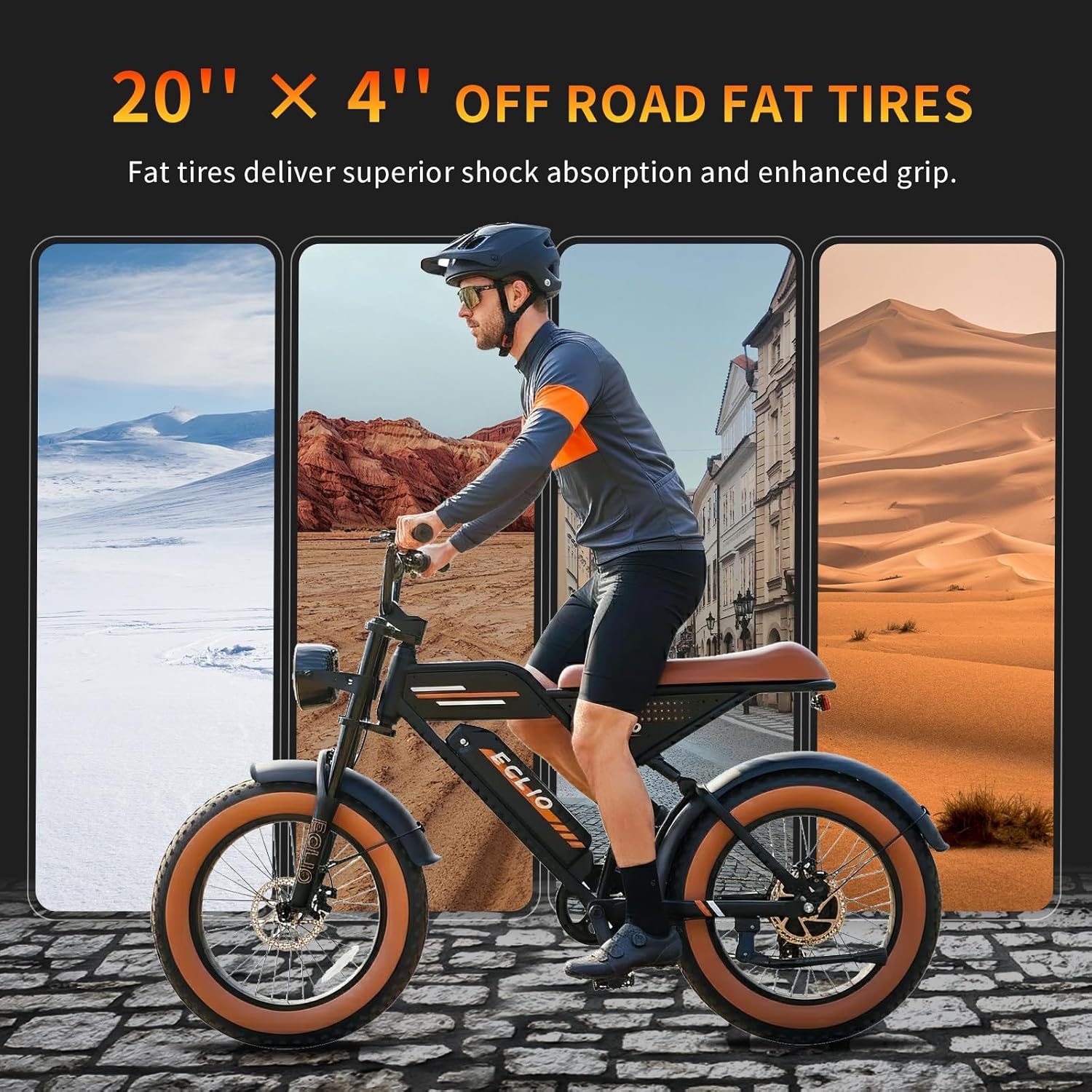 DDC SPORT Electric Bike for Adults, Peak 1000W Motor 28MPH, 48V 13Ah Battery 65Miles Ebike Moped Style, 20'' Fat Tire Electric Dirt Bike for All Terrain, Off Road E Bike, Full Suspension,7-Speed