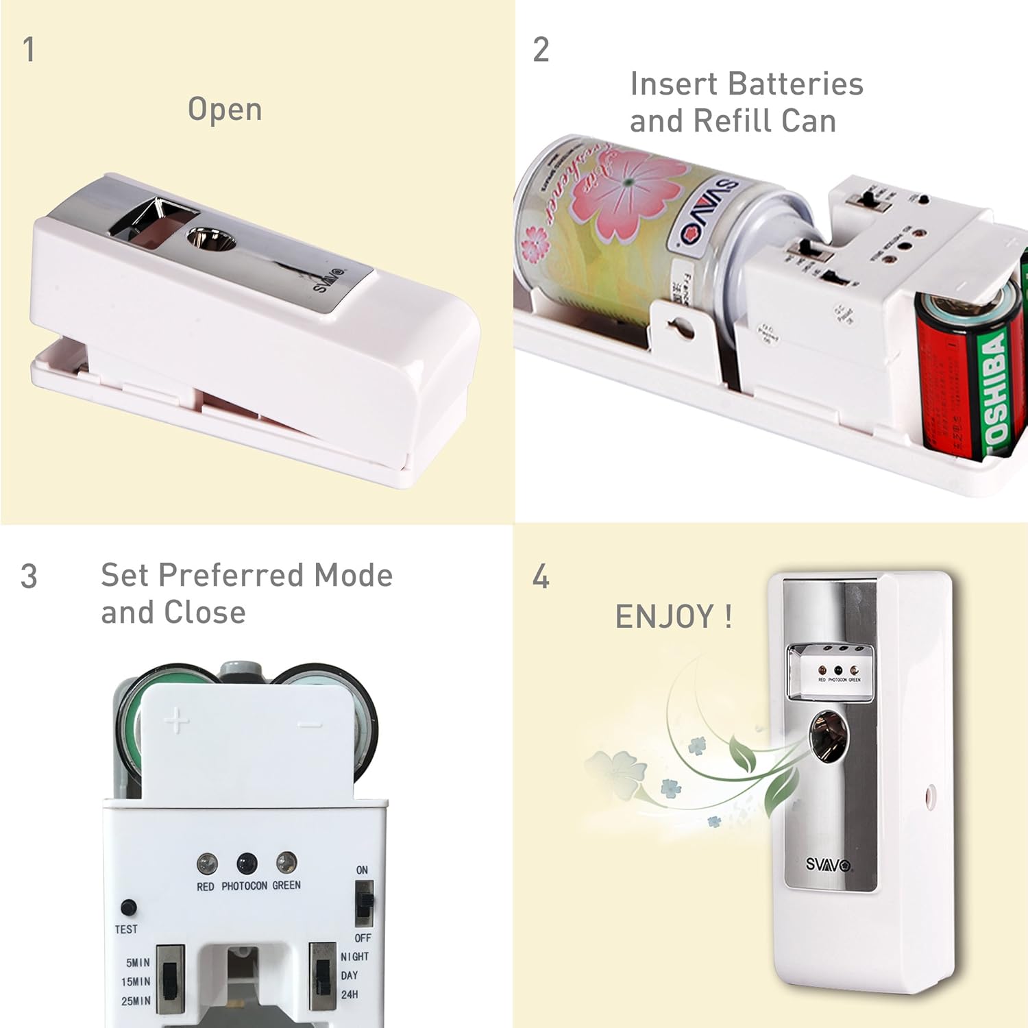 Automatic Perfume Dispenser Classic LED Lighting Air-freshener Aerosol Spray by Svavo