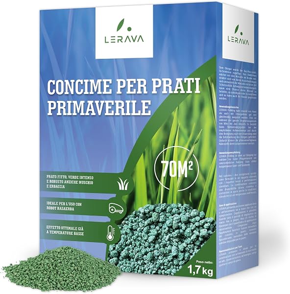 LERAVA Spring Lawn Fertilizer (70 m²) – Fertilizer for Green and Lush Lawns – Nitrogen Feed Anti-Slow-Release – Regeneration and Nutrition of Turf All Season - 1