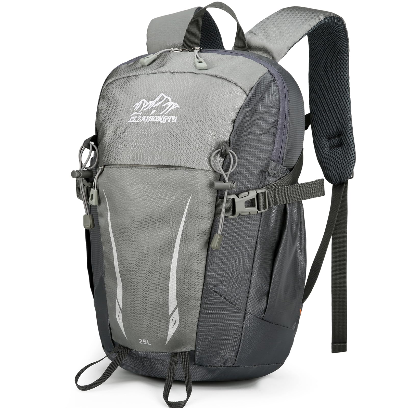 Outplea 15L Small Padded Hiking Backpack with Chest Strap for Men Women, Lightweight Waterproof Daypack for Travel, Gray