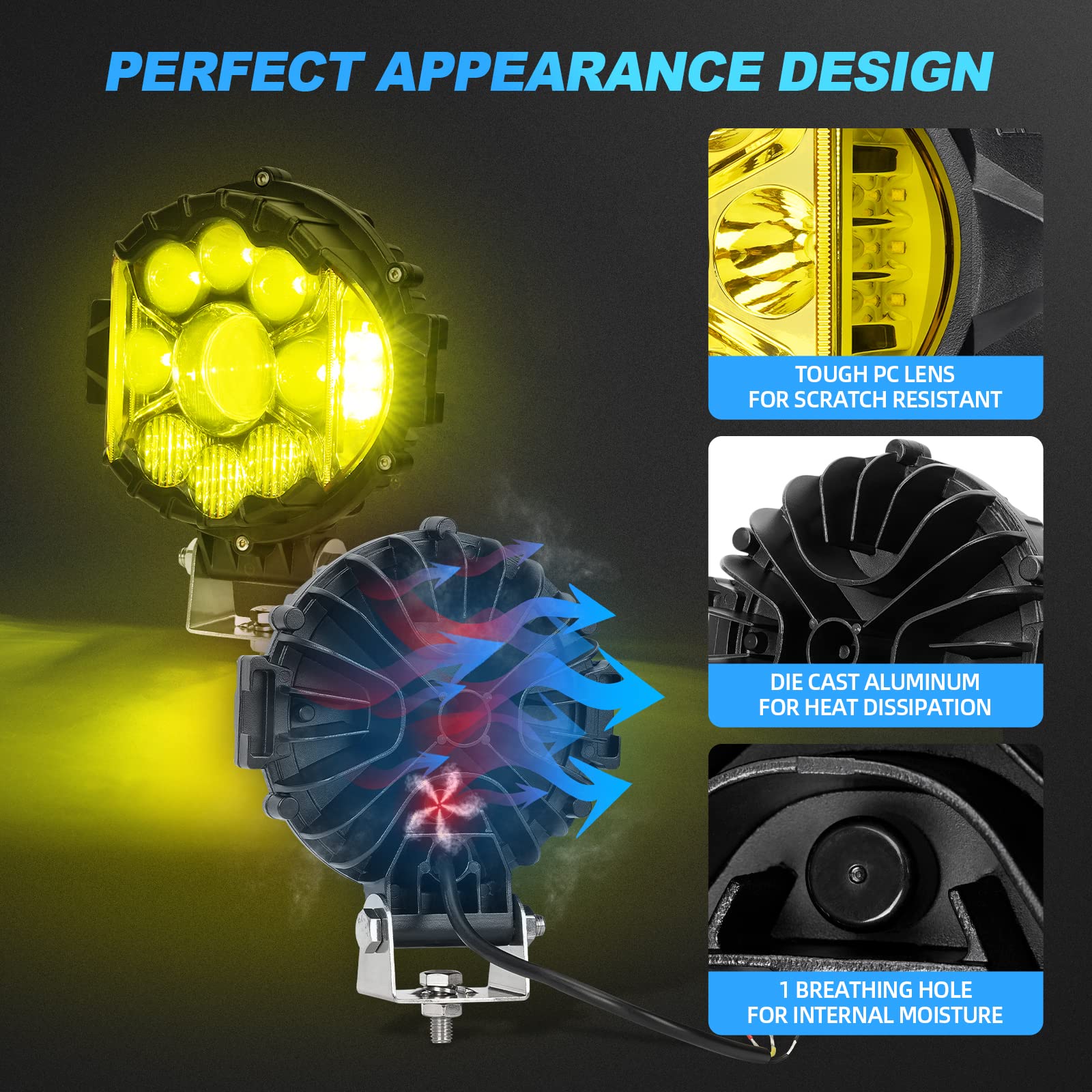 Amazon.com: SUPAREE 7 inch Amber Car Lights Spot, Off Road Lights 