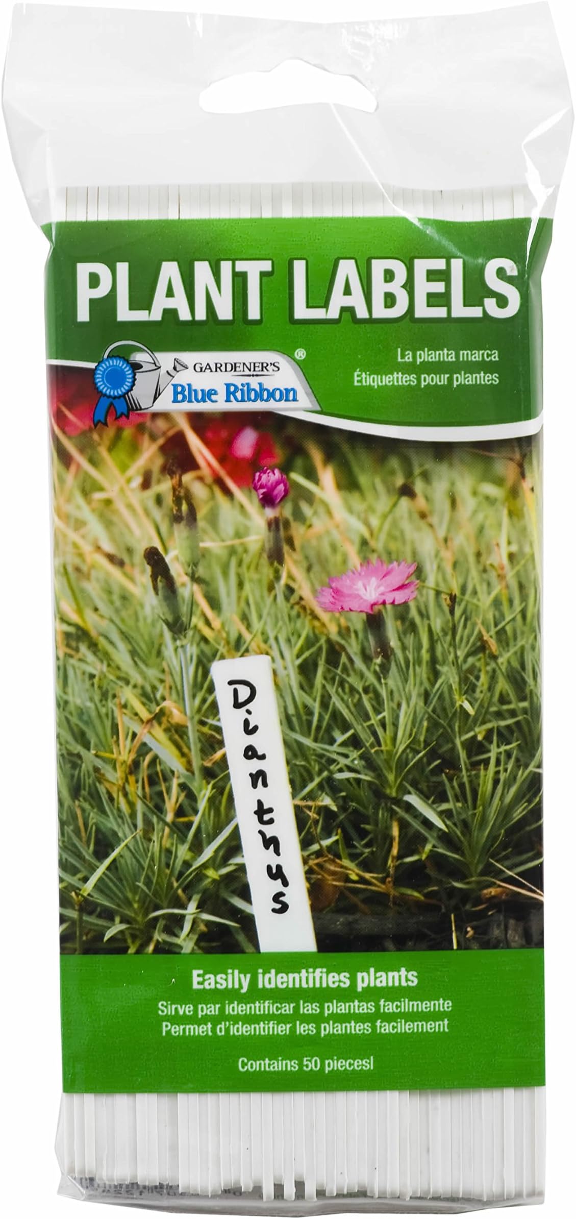 T022B Plastic Plant Labels (50 Pack), 6", Bright White