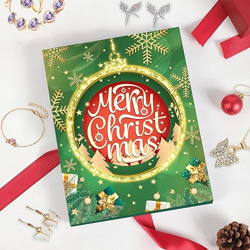 Miniatura 4 de Calendario de Adviento de joyas 2023 para adultos, mujeres y niñas, calendario de cuenta regresiva de Navidad, regalos con pulseras doradas,