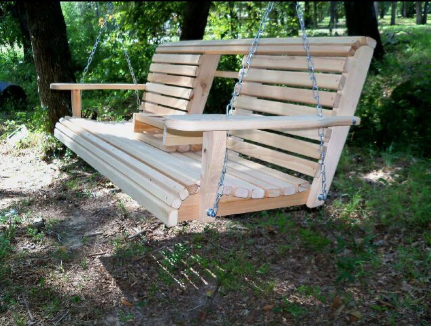 5 Feet Ft FLIP Cup Holder Console Cypress Lumber ROLL Back Porch Swing Made from Rot-Resistant Cypress Eternal Wood Made in The USA - Green Furniture - GO Green
