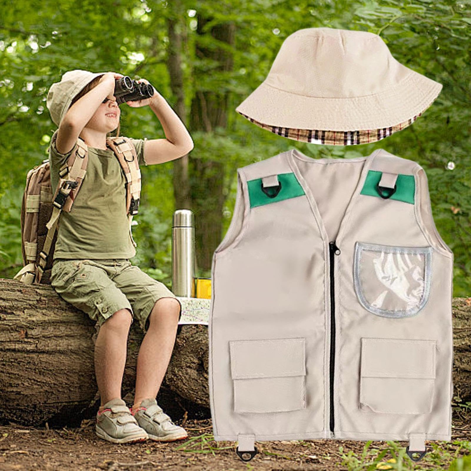 Traje De Explorador Para Niños, Traje De Explorador Con Sombrero, Chaleco Cargo Y Sombrero Para Niños, Juguetes Exploración Naturaleza, Para Excursiones Safari Senderismo Aventuras De 3 A 10