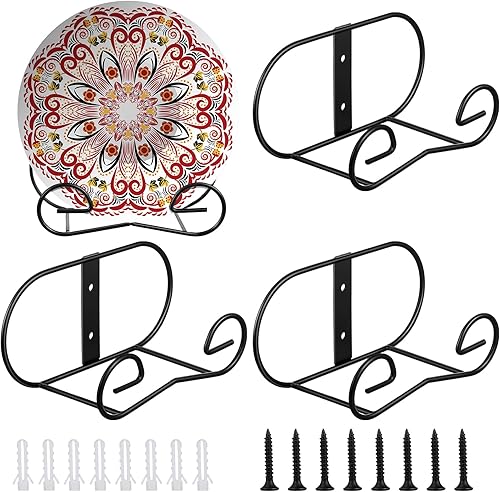 Nuenen 4 soportes de pared de metal negro para caballete de exhibición horizontal, soporte de placa para colgar placas para pared, marco de fotos