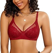 Avidlove Damen BH Sexy V-Ausschnitt Bügel Bra Spitze Vollschalen BHS Ungepolstert U-Rücken Bralette Bequem Mesh BH-Unterwäsche