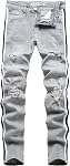 ABSECAI Ripped Jeans Slim Fit Skinny Stretch Jeans Pant pour homme