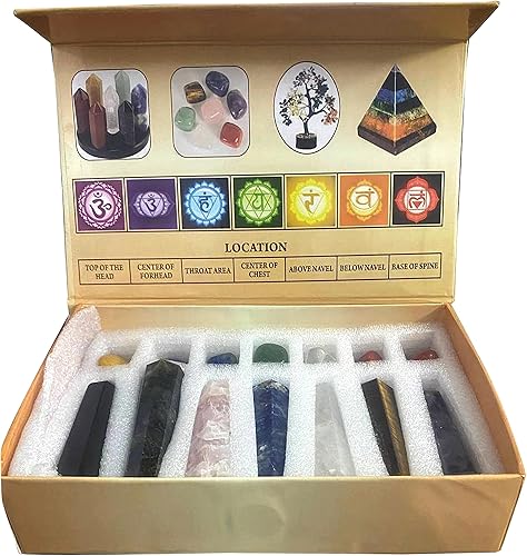 Cristales. Cristales y piedras curativas, adornos curativos de cristal. Las 7 varitas de chakras con cristales de piedras rodadas, juego de 14
