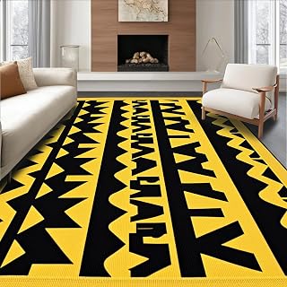 Ultra Soft Area Rug 4x6, Team Spirit Pennant Flag Design with Championship Banners, Non Slip, Stain Resistant, Washable Area Rugs for Living Room, Bedroom (Yellow, 4x6)