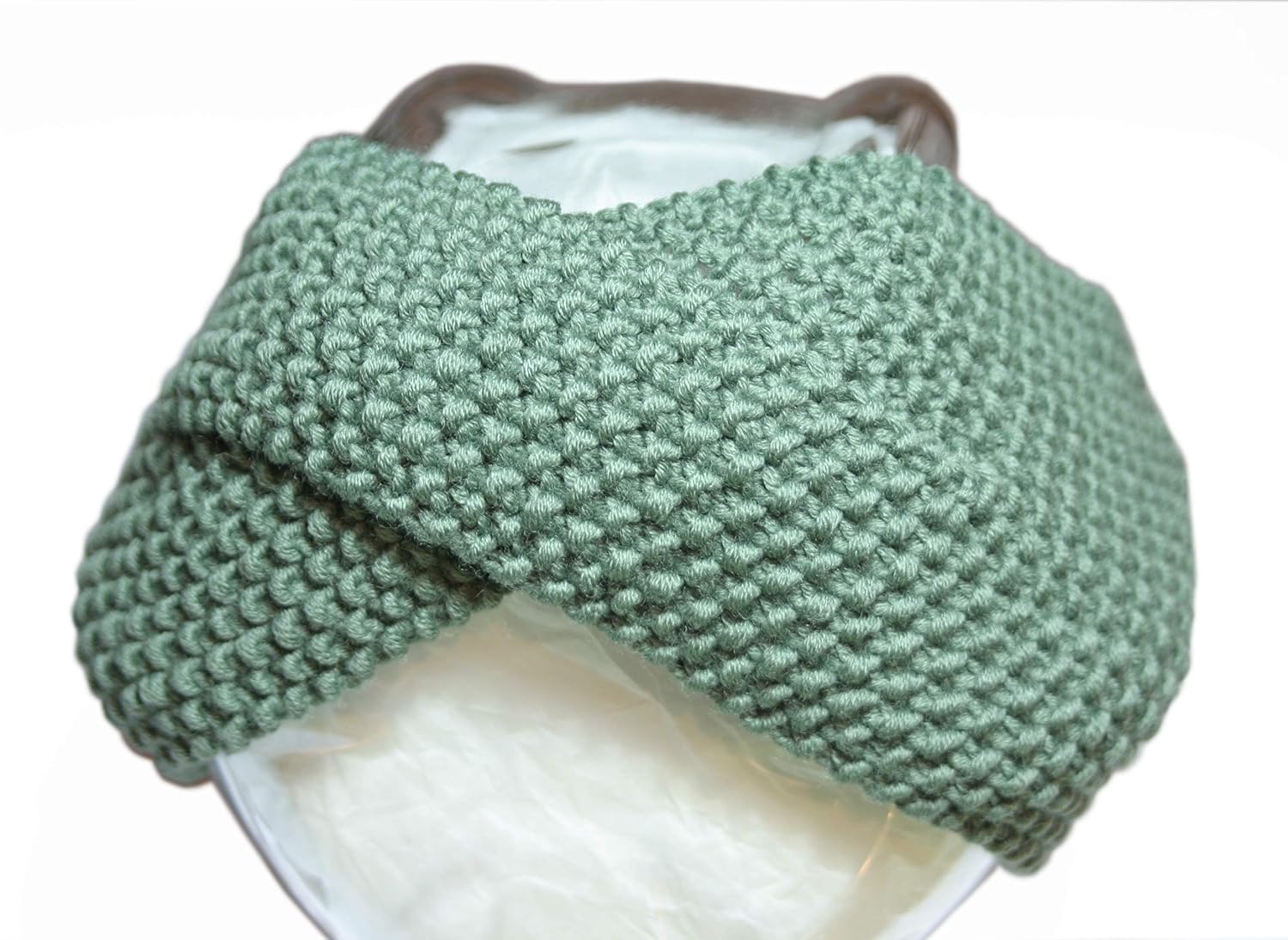 Fascia per capelli in lana. Fatto a maglia con i ferri. Donna. Fascia  intrecciata. Fatto a mano. Turbante in lana. Verde. Fascia larga.  Paraorecchie in lana morbida. Made in Italy : Amazon.it: