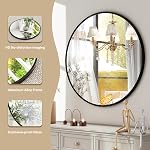 HARRITPURE Round Bathroom Mirror - 20" Black Circle Wall Mirror Aluminum Alloy Frame Hanging Modern Decoration for Vanity, Bedroom, Entryway