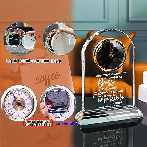 Miniatura 7 de Ornalrist Regalos de jefe para hombres y mujeres, reloj de cristal, regalos para jubilación, regalo de agradecimiento para hombres, idea de regalo