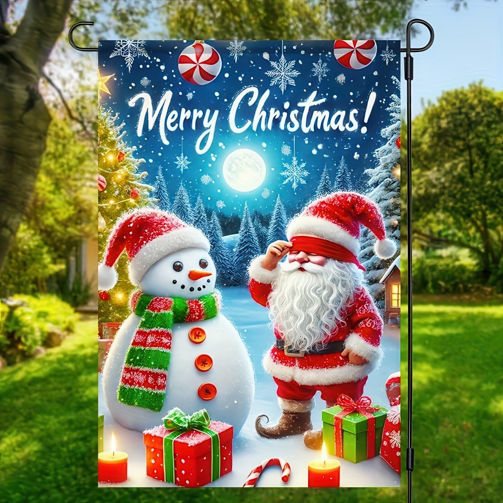 BlissYard Weihnachtsmann Gartenflagge – Merry Christmas, 30,5 X 45,7 Cm, Doppelseitig – Für Außen & Innen