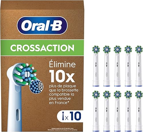 Oral-B Pro Cross Action Original Electric Toothbrush Head - Pack of 10 Replacement Toothbrush Heads, Suitable for Mailbox, White (Packing May Vary) - 1