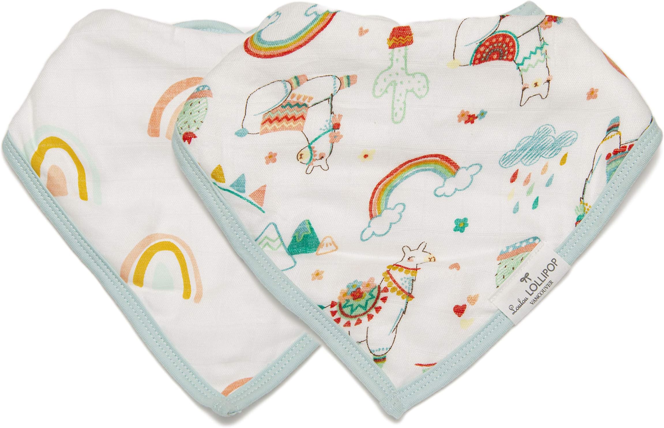 Loulou Lollipop Muslin Bandana Bib Drool Bib Set for Baby Girl and Boy, Adjustable 3 to 36 Months, 2 Pack