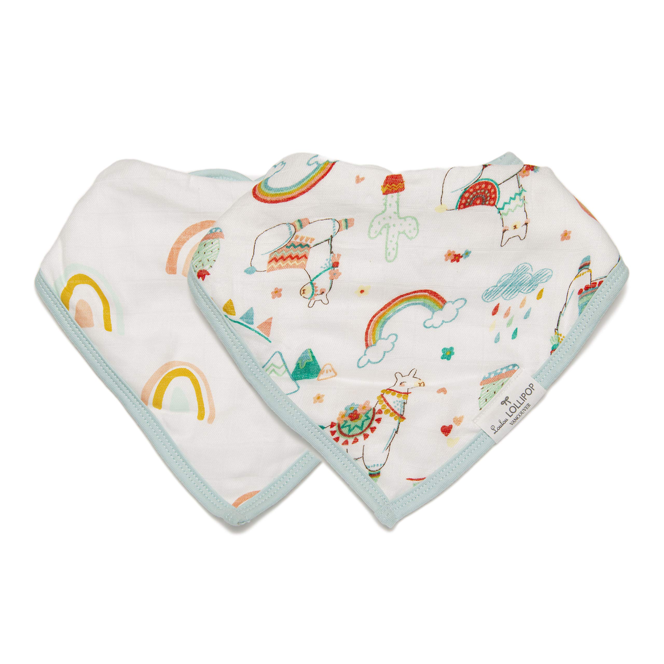 Loulou Lollipop Muslin Bandana Bib Drool Bib Set for Baby Girl and Boy, Adjustable 3 to 36 Months, 2 Pack