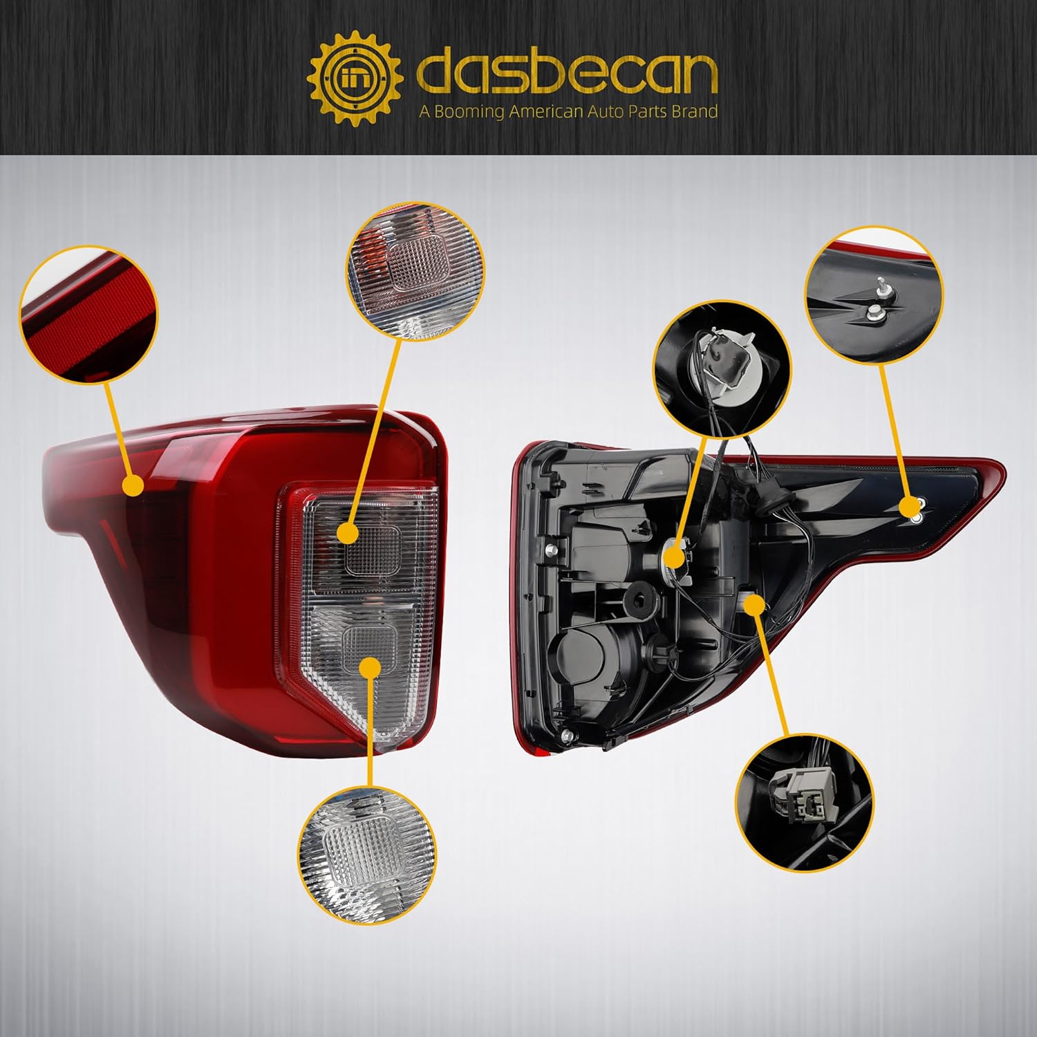 Dasbecan Tail Light Assembly Compatible with 2020-2024 Ford Explorer ST ST-Line Timberline LED Rear Lamp Taillight Left Driver Side Replace# LB5Z-13405-G FO2800276