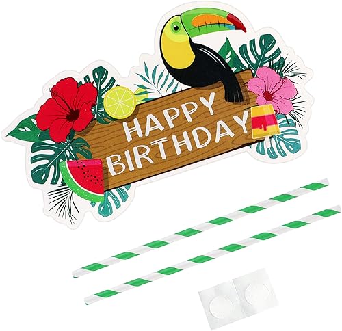 Miniatura 7 de Ercadio Paquete de 24 adornos para tartas de flamencos hawaianos con purpurina rosa, flamencos Luau, decoración hawaiana tropical de verano, Aloha