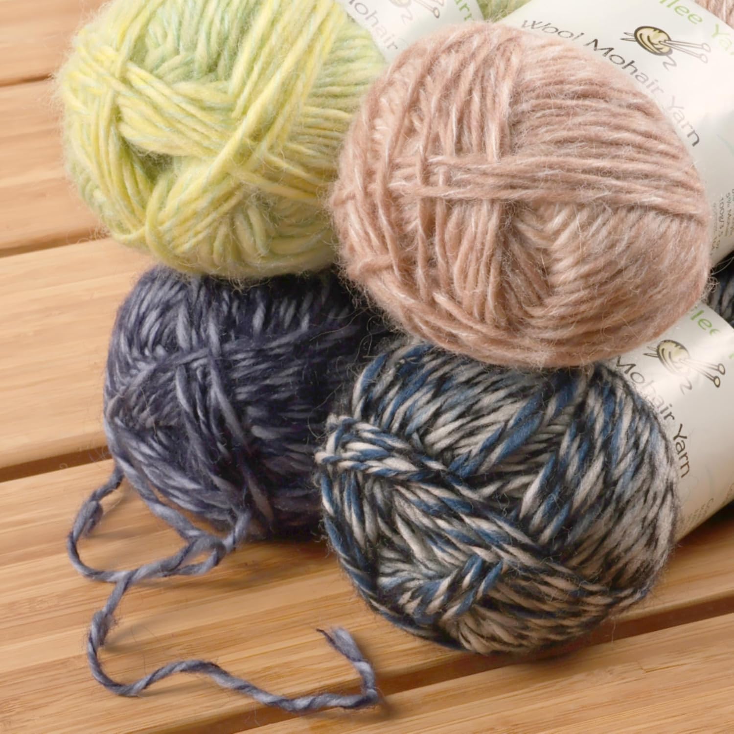 JubileeYarn Wool Mohair Yarn - 100g/Skein Ombré Worsted - Shades of Neutral - 4 Skeins