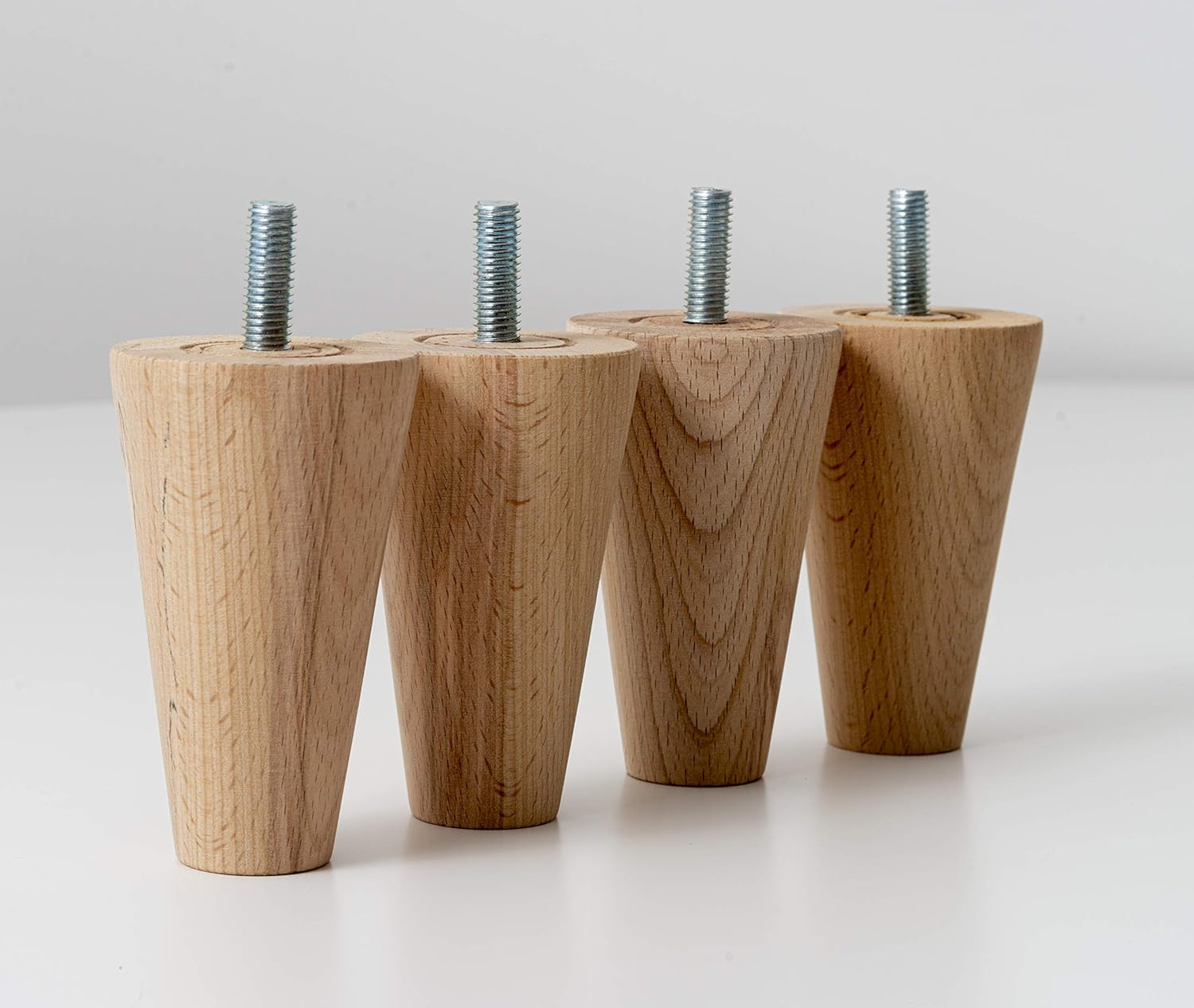 IPEA Set of 4 x 10 cm Wooden Tapered Legs for Furniture and Sofa 100 mm Beech Legs, Bright Color - Image 5