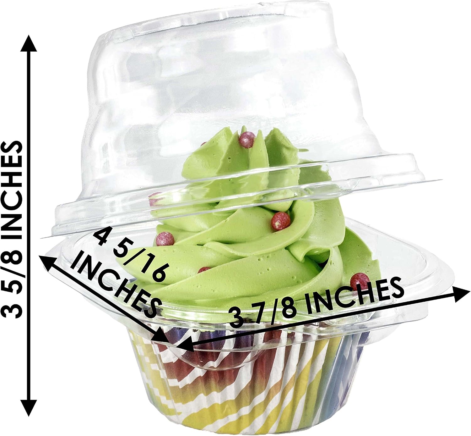 Katgely Individual Cupcake Containers (Pack of 50)- Single Compartment Clear Plastic Cupcake Boxes, Cupcake Holder - Stackable, Deep Dome, Disposable & BPA-Free