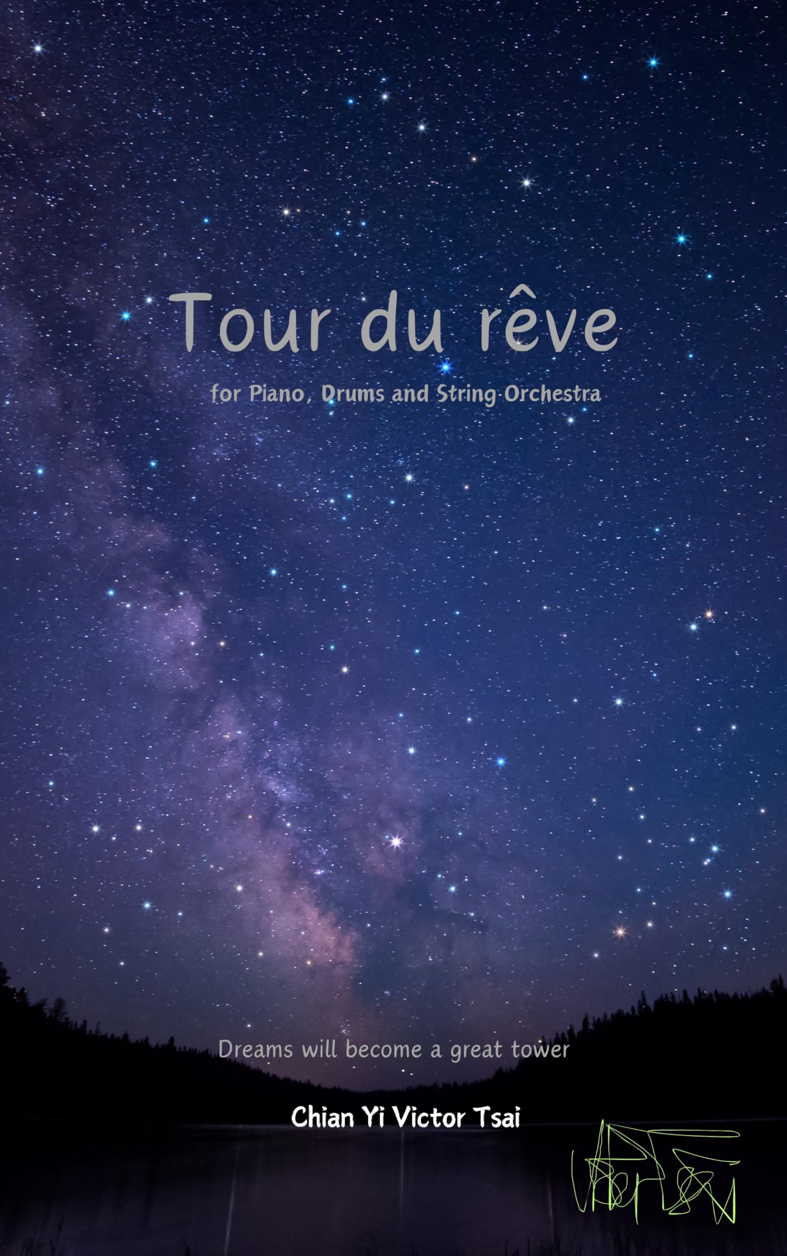 Partition Tour du rêve pour piano orchestre à cordes et batterie en anglais