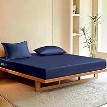 Day Care® Premium Satin Elastic Fitted Bedsheet for Queen Size 60"x78" Inch with Pillow Covers Gifting Special 400TC Silk Satin | Date Night & Romantic Night Collection - Navy Blue