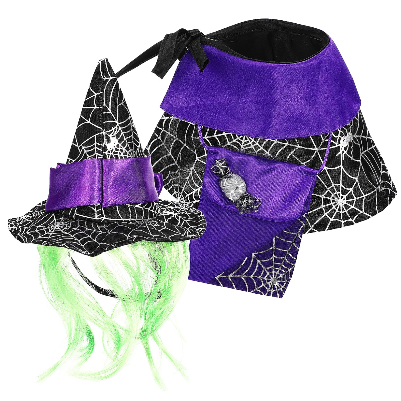Milisten 1 Juego De Capa De Gato De Halloween Poncho para Cachorro Sombrero De Mago Capa De Gato Suministros De Disfraz De Mascota De Halloween Disfraz De Halloween para Perro