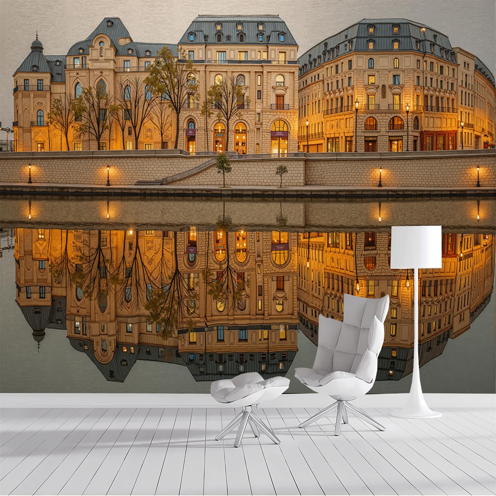 Papier peint panoramique La Seine Paris 200x140cm jaune pour deco salon
