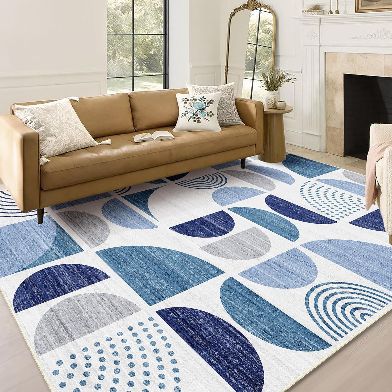 Tapis de chambre à coucher moderne et moelleux 200x290 cm géométrique