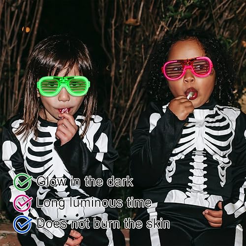 Miniatura 7 de 5 lentes LED que brillan en la oscuridad para adultos y niños, 5 colores que brillan en la oscuridad, accesorios de neón para suministros de fiesta