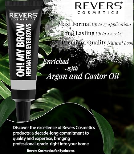 Miniatura 3 de Revers Tinte crema para el cabello con aceite de argán y aceite de ricino, tinte de pestañas y cejas, color negro