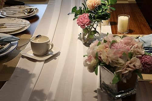 Miniatura 4 de Caminos de mesa de gasa blanca de 28 x 120 pulgadas para fiesta, boda, despedida de soltera, baby shower, cumpleaños, decoración de eventos (1