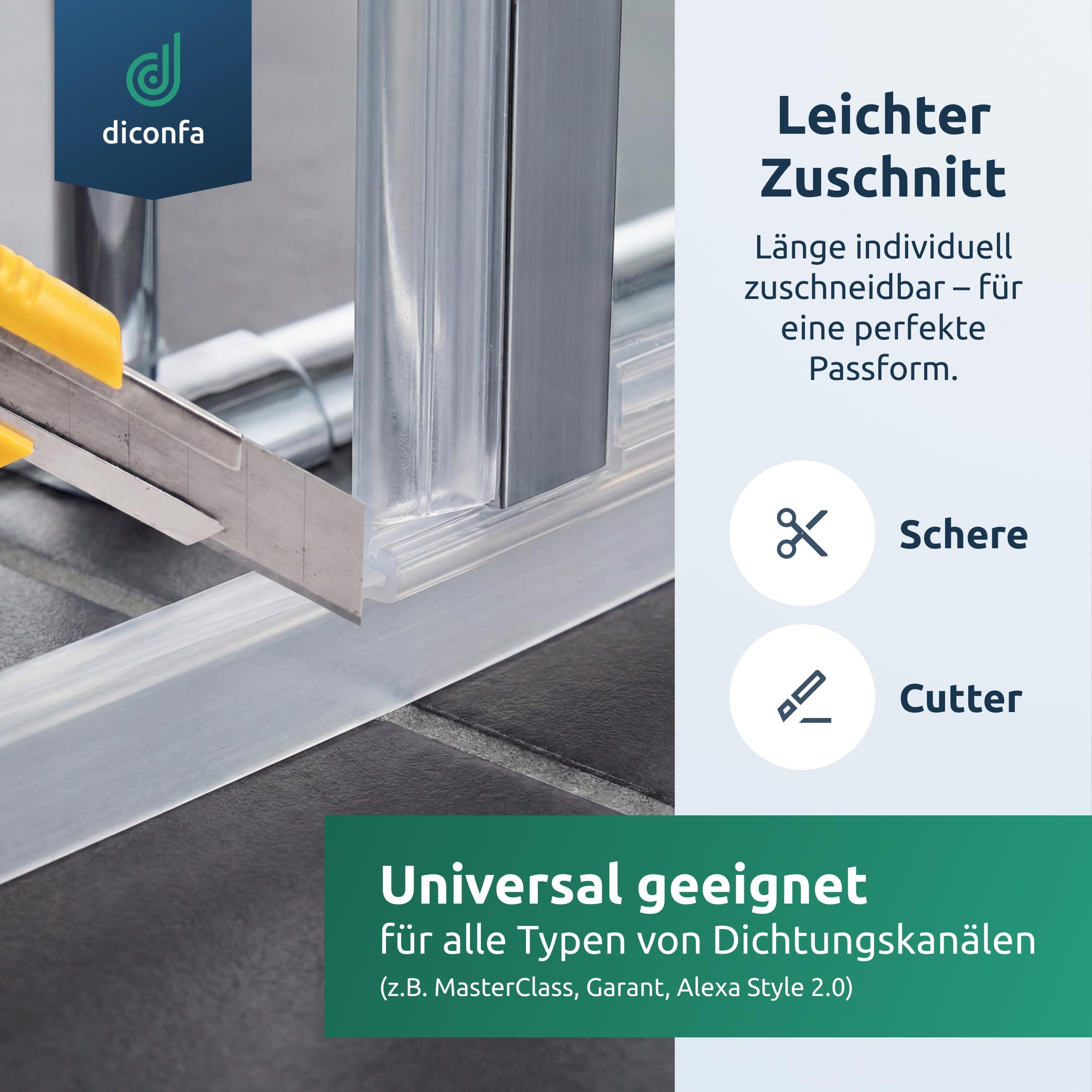 diconfa PVC Einschubdichtung 6mm breit - Dichtbereich 14mm - 400cm lang