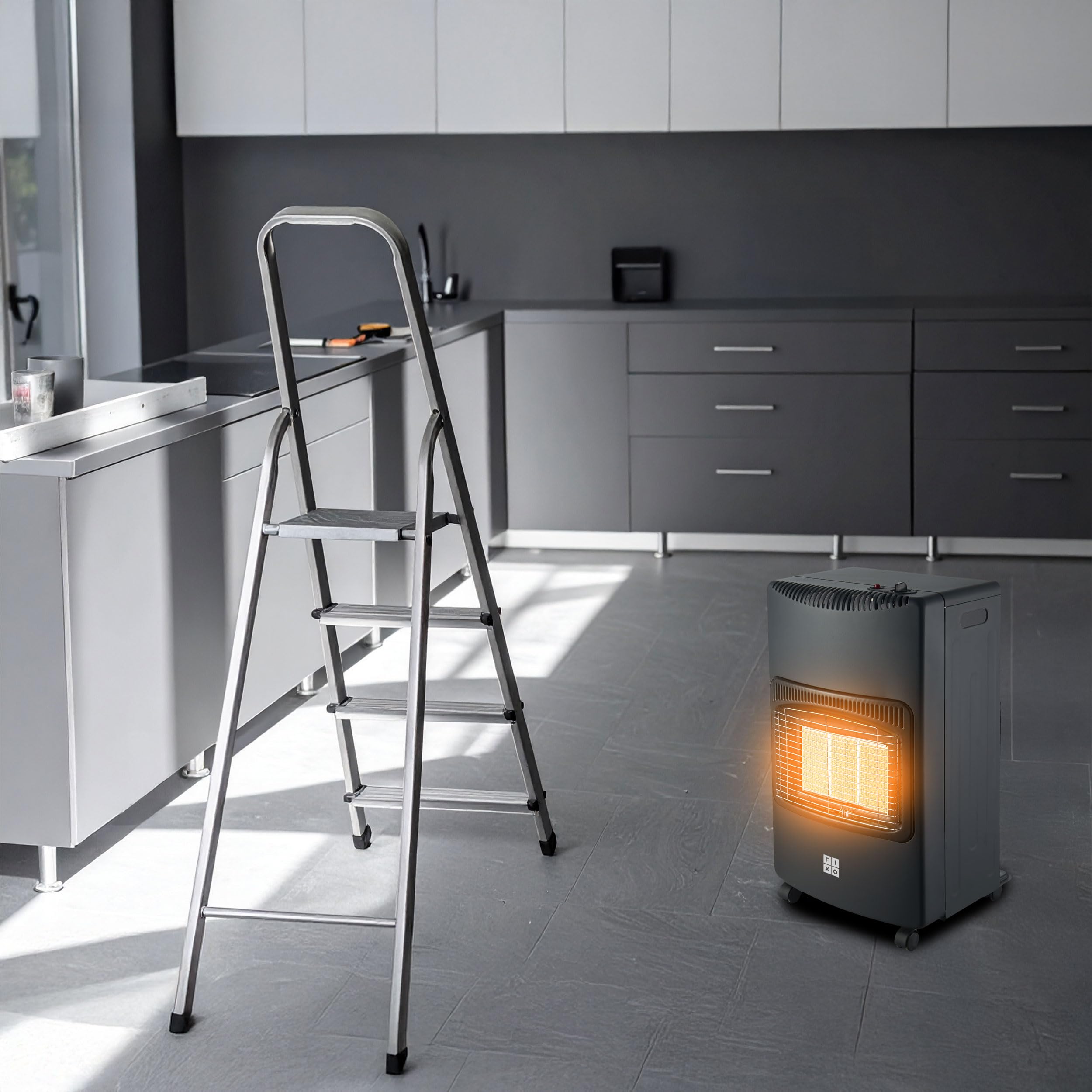 Piecyk gazowy na butle grzejnik FIXO TURBO FLAME F 4,2kW piec gaz SKŁADANY z atestowanym wężem i reduktorem w zestawie (brak butli w zestawie)