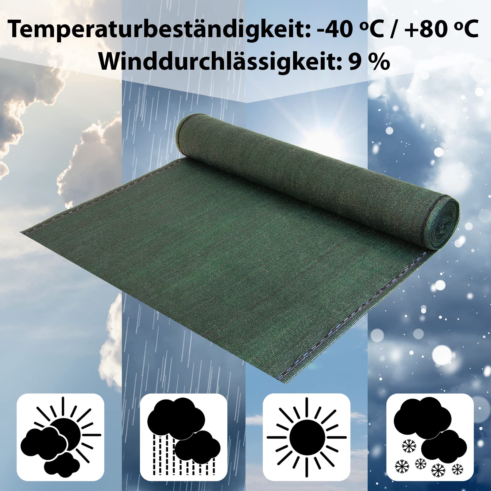 BB Sport Malla ocultacion Pantalla de privacidad 150 g/m² Valla Pantalla Incl. Cuerda de Nylon Resistente a los Rayos UV a Prueba de rasgaduras Viento, Tamaño:1.5m x 20m, Color:Verde